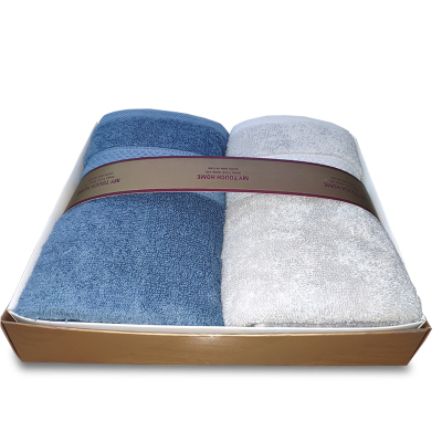 踏绮 超柔素缎面巾两条装 34*78cm 盒