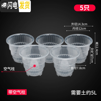 三维工匠蝴蝶兰控根花盆透气明塑料胶树脂陶瓷洋兰石斛专用盆 [5只]口径12cm[带空气柱] 中等花盆容器