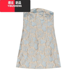 YIBUSHENG复古提花抹胸连衣裙女季新款性感纯欲短裙子气质收腰显瘦包臀裙