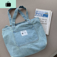 Hualun自制2020时尚牛仔单肩包男女夏季百搭ins潮学生背包斜挎包NEW LAKE 浅蓝色男士斜挎包