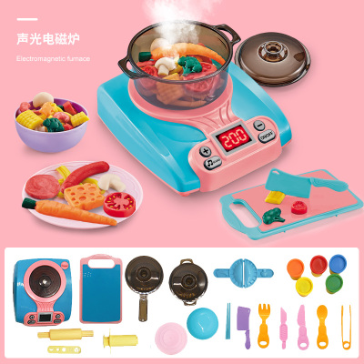 小猪彩泥3d做面条机玩具儿童橡皮泥冰淇淋套装过家家宝宝粘土声光电磁炉