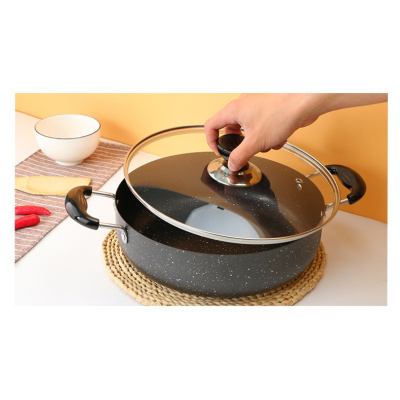 焖烧闷烧锅麦饭石汤锅不粘锅炖锅家用平底锅焖烧煮锅双耳燃气电磁炉