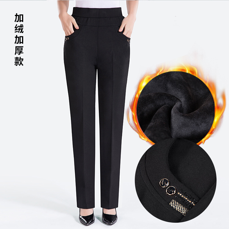 迪鲁奥(DILUAO)中老年人妈妈裤子2021新款春秋女装常规紧腰外穿中年女裤