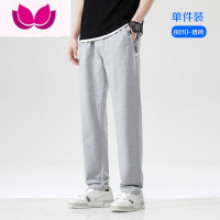 七斓薄款运动裤男士休闲长裤子宽松大码直筒针织跑步灰色卫裤