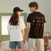 [1.5折价54元]不用唐狮夏新款情侣后背马赛克印花短袖T恤男女同码重磅短T恤