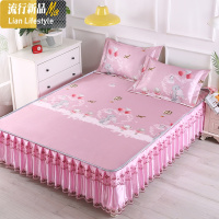 冰丝凉席床裙三件套可水洗印花蕾丝1.8米双人床罩空调软席冰丝席 三维工匠凉席/凉枕