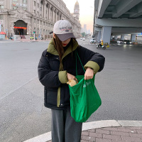 新款年网红INS加厚短款棉服拼色连帽防寒百搭韩版