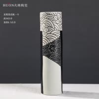 现代简约陶瓷花瓶干花插花器摆件新中式北欧客厅电视酒柜家居饰品 三维工匠 圆球型花瓶一个(升级款全亚光黑)