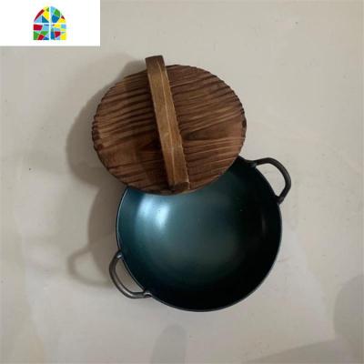 网红拍摄视频抖音快手食玩迷你厨房儿童炒锅木质超小锅盖孩子 FENGHOU 直径8.5厘米