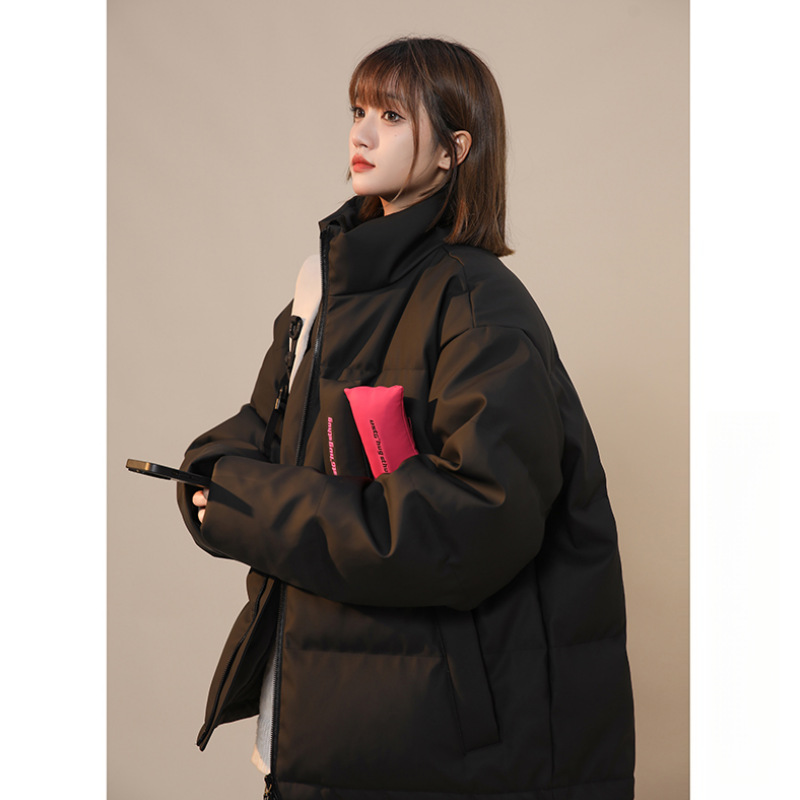 年冬季新款时尚立领棉服女美式潮流情侣短款宽松加厚棉衣外套