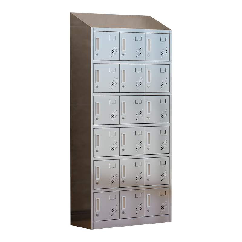 臻远 ZY4111417 201不锈钢斜顶更衣柜员工宿舍储物柜 十八门更衣柜