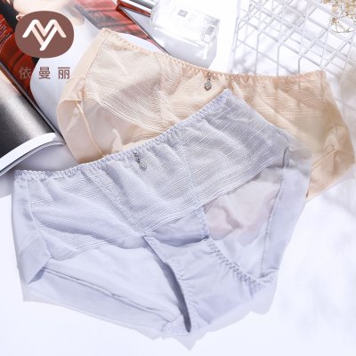 依曼丽薄款内裤女性感蕾丝舒适透气速干中腰无痕提臀平角裤DYE9309