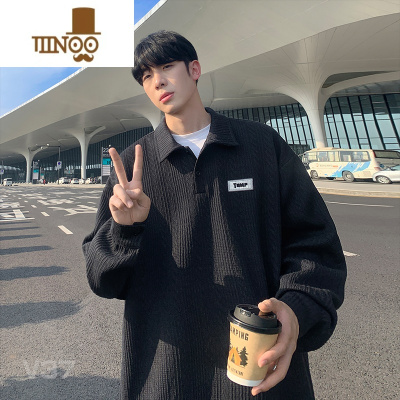 YANXU美式polo领卫衣男2023秋季新款潮牌设计感oversize慵懒风宽松上衣