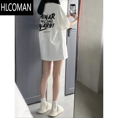 HLCOMAN美式复古街头学生字母短袖T恤男女夏季高街情侣上衣oversize