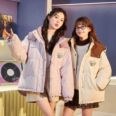 [3件8.5折254.9元,叠加优惠券]史努比联名款唐狮冬季连帽棉衣女可爱休闲短款棉服