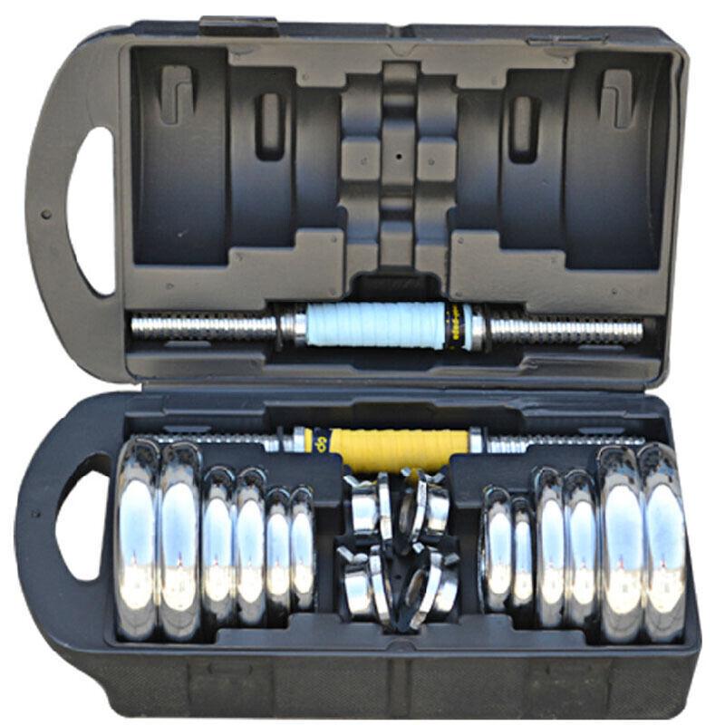 盒装礼盒电镀哑铃20公斤15kg哑铃套装健身器材家用哑铃男女杠铃黑色