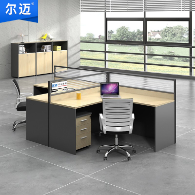尔迈 屏风隔断办公桌椅组合 职员桌员工桌电脑桌办公桌组合卡位办公员工位 T型 两人位 标准