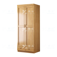 臻远 ZY4022713中式实木衣柜对开二门衣柜卧室收纳大衣橱 榉木色