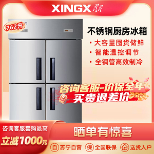 星星 BD-860TE 四门800升全冷冻厨房商用保鲜设备 立式单温冷冻冷柜 单温商用冰箱 不锈钢冷冻保鲜柜 铜管制冷
