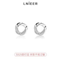 925纯银莫比乌斯环耳钉女小众设计感养耳洞睡觉免耳环精致银耳饰送女朋友老婆情人节七夕生日礼物