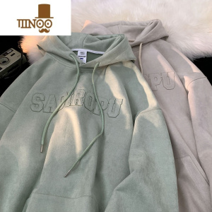 YANXU字母卫衣男2023新款秋季港风宽松休闲外套ins连帽上衣服