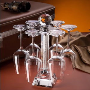 高档水晶红酒杯架挂创意客厅摆件吊高脚杯架倒挂悬挂收纳架子家用