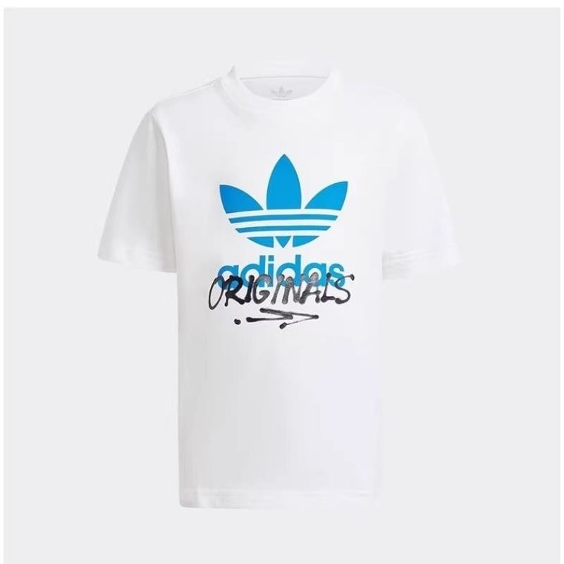 ADIDAS阿迪达斯三叶草短袖T恤运动休闲圆领儿童上衣IY5465 D