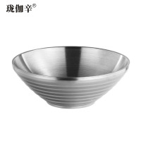 珑伽辛 304不锈钢大碗 双层隔热面碗 18cm/个