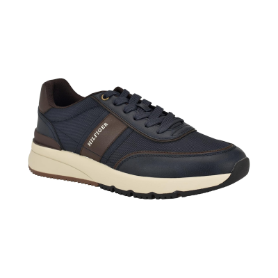 TOMMY HILFIGER男鞋休闲运动鞋时尚潮流百搭板鞋男士织物皮革拼接