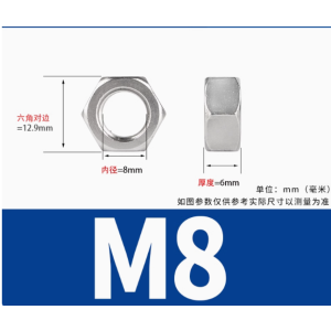 固万基防松自锁螺母M8 304不锈钢