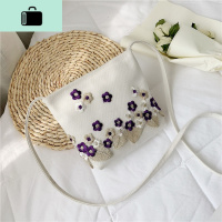 上新帆布小包2019新款绣花蕾丝单肩斜挎包搭配汉服的包包少女古风NEW LAKE 紫色女斜挎包