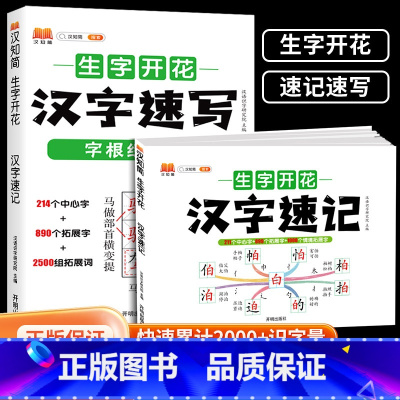 [优惠2本]汉字速记+汉字速写 [正版]汉知简生字开花汉字速记速写 小学生语文1-6年级认识汉字偏旁部首结构思维导图 快