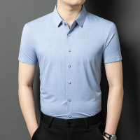 韩版潮流短袖衬衫男士2025夏季新款翻领薄款休闲纯色爸爸装衬衣