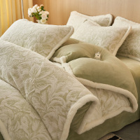 冬季花牛奶绒四件套加厚珊瑚绒被套南通加绒床上用品法兰绒床单_67