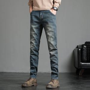 2023年黑色牛仔裤男秋季新款弹力直筒修身小脚青年时尚休闲长裤子