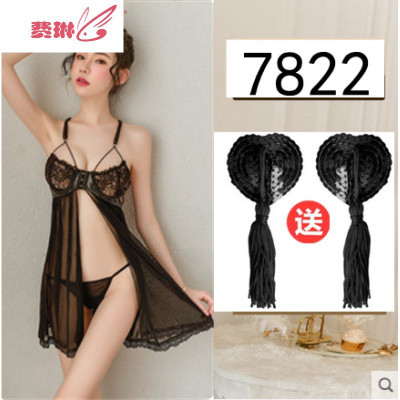 情趣内衣钢圈胸托小胸聚拢睡衣性感套装诱惑床上超骚透明薄纱睡裙费琳