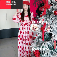 YIBUSHENG女士可外穿裙子连衣裙外出居家潮洋气韩版人造棉绵绸宽松睡裙季
