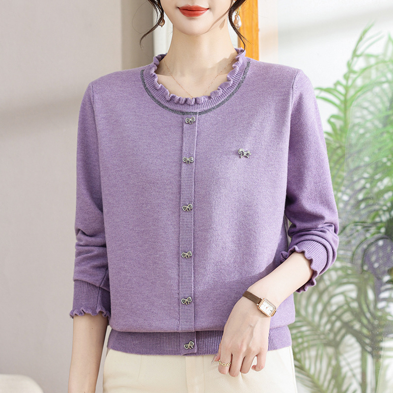 妈妈装女装针织衫时尚简约长袖中老年女士休闲上衣40-60岁2026年