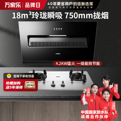 万家乐 油烟机灶具套餐 烟灶两件套AL031+KA031 侧吸18立方大吸力油烟机燃气灶套装 天然气
