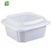 双层水果盘家用厨房带盖冰箱收纳盒密封保鲜盒塑料大洗菜盆 FENGHOU 2只(送清洁巾3条)洗菜篮洗菜篮