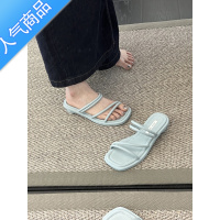 SUNTEK仙女风夏季两穿细带低跟拖鞋女外穿新款一字带简约配裙子罗马凉鞋