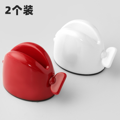 牙膏挤压器夹子自动挤洗面奶手动挤膏壁挂式免打孔置物架-白+红2个装-