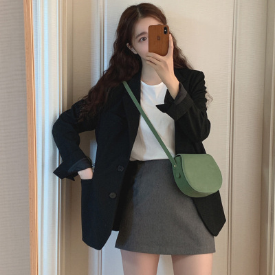 语娄小西装外套女春季黑色韩版网红西服女女士休闲英伦风设计感小众2021西装