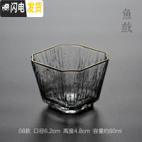 三维工匠描金边耐热锤纹透明玻璃品茗杯主人杯个人小茶杯日式功夫茶具 金边08