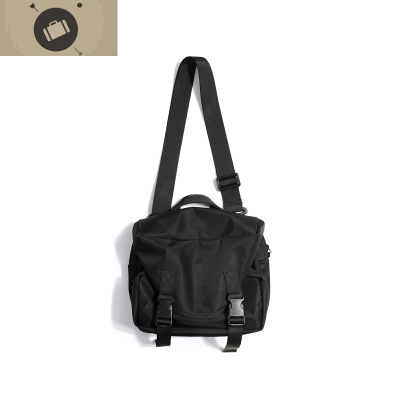 邮差包男士潮牌斜挎包日系单肩包休闲包包女工装休闲包ins艾狄伊娃斜挎包男黑色