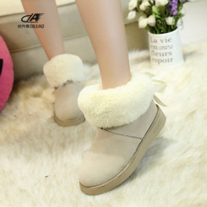 迪鲁奥DILUAO2017冬季新款靴子女鞋圆头胶粘鞋2017年冬季欧美橡胶雪地靴绒面套