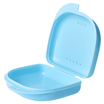 雅克菱牙套盒子保持器盒子携带可爱隐形假牙盒正畸矫正隐适美牙套盒浅蓝色一个