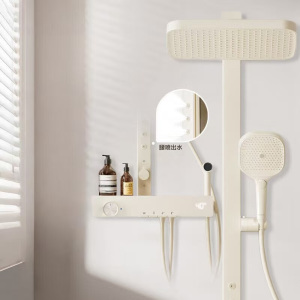 惠达(HUIDA)-DW525S漫雨淋浴花洒套装精铜主体增压花洒全套家用卫生间洗澡花洒 冷热数显-SPA级增压背喷