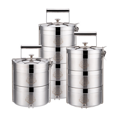 天臣玖号 304不锈钢真空保温多层饭盒16cm二层款 户外野餐密封提锅双层提篮 (单位:个)