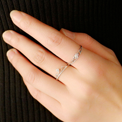 公主皇冠S925纯银戒指甜美爱心食指戒指森系少女范银戒指女送闺蜜送女朋友老婆情人节七夕生日礼物